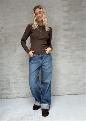 Panama knit bluse Brown Melange Neo Noir 